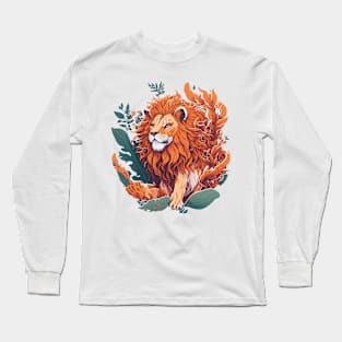 Lion and Flowers Long Sleeve T-Shirt